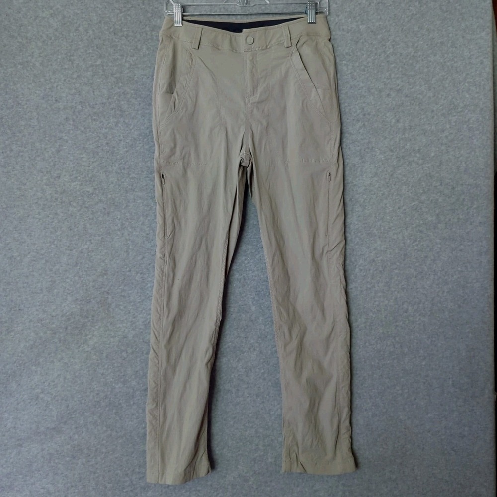 Coolibar Highlander Hiking Pants Women's 6 Beige UPF 50 Zip Pockets Stretch Gorp